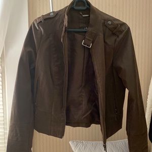 Brown leather jacket brand unknowns size small